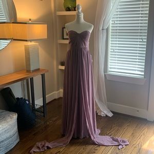 NWT Birdy Grey Dark Mauve Grace Chiffon Convertible Dress with Pockets - no slit
